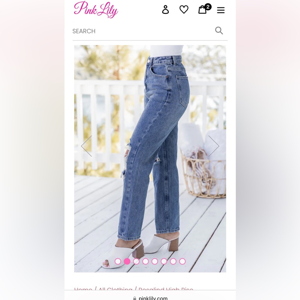 PINK LILY ROSALIND HIGH RISE DISTRESSED MEDIUM WASH STRAIGHT LEG JEANS SIZE 28